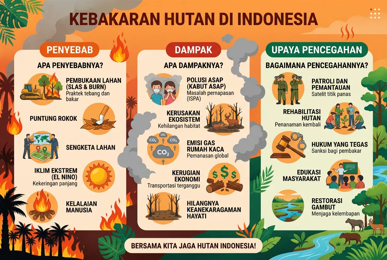 Kebakaran Hutan di Indonesia: Penyebab, Dampak, dan Upaya Pencegahannya (AiStudio)